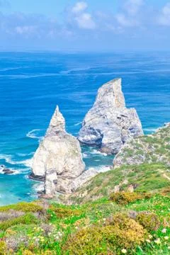 Cabo da roca, the western point of Europe Stock Photos