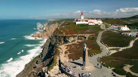 Cabo da Roca - the westernmost point of the mainland of the European continen Stock Footage 167224792