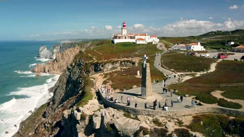 Cabo da Roca - the westernmost point of the mainland of the European continen Video stock 167224805