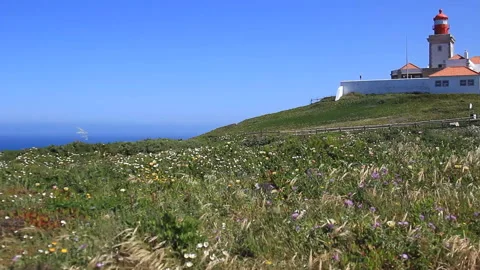 Cabo da Roca, which is the extreme western point of Europe in Sintra, Portuga 스톡 동영상 166392190