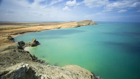 Cabo de le Vela Timelapse from Pan Azucar, Alta Guajira, Colombia Stock Footage 101066350