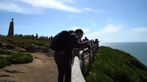 Cabo de Roca - Viewpoint at the coast of Portugal Stock Footage 88915079