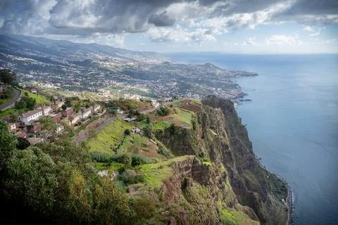 Cabo Girao Cliffs Panoramic View Madeira Island Portugal Stock Photos