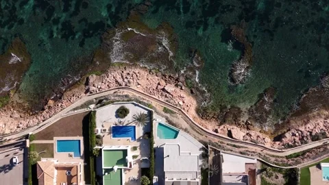 Cabo Roig Spain Aerial View of Rocky Coastline and Sea Stock-Footage 333179077