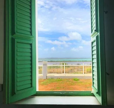 Cabo Rojo lighthouse window Stock Photos