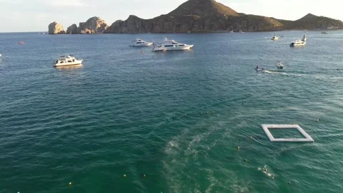Cabo San Lucas Boats At Sunset Stock Footage 256687953