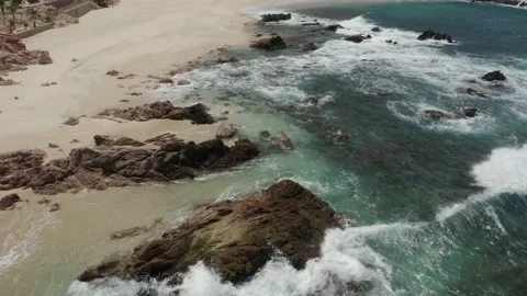Cabo San Lucas drone view of rocky coastline. Stock Footage 134596356