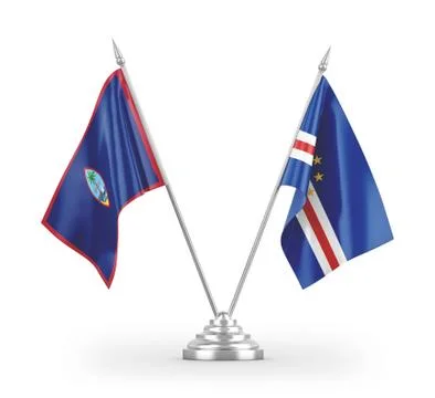 Cabo Verde and Guam table flags isolated on white 3D rendering Stock Illustration
