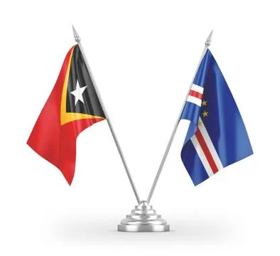 Cabo Verde and Timor-Leste East Timor table flags isolated on white 3D render Stock Illustration