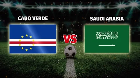 Cabo Verde vs Saudi Arabia live Football match video template Stock Footage 336915399