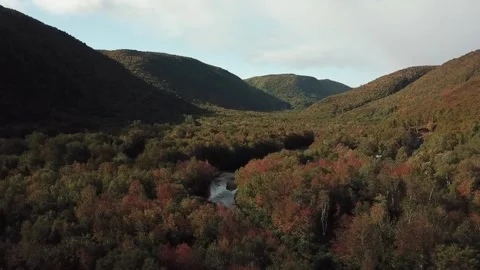 Cabot Trail Mountains during Celtic Season Stock Footage
