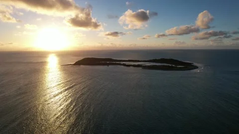 Cabra Island sunset shot from drone Stock Footage 234956565