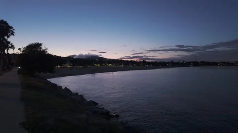 Cabrillo Beach in San Pedro at Sunset Stockbeeldmateriaal 337016180