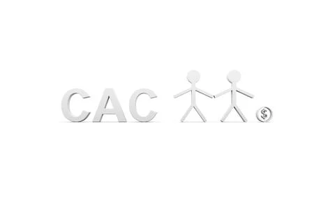 CAC concept white background 3d render illustration Stock Illustration