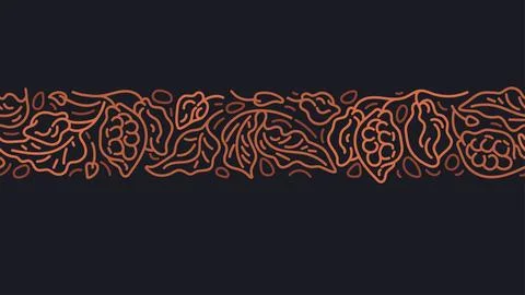 Cacao abstract seamless pattern. Art line border Stock Illustration