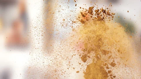 Cacao and  cinnamon explodes closeup in super slow motion 1000fps Stock Footage 257057748