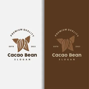Cacao Bean Logo, Premium Design Vintage Retro Old Fresh Organic Garden Plan.. Stock Illustration
