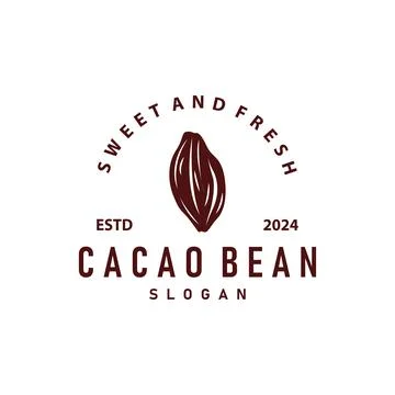 Cacao Bean Logo, Premium Design Vintage Retro Old Fresh Organic Garden Plan.. Stock Illustration