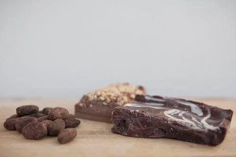 Cacao beans and chocolate 2 Stock Photos