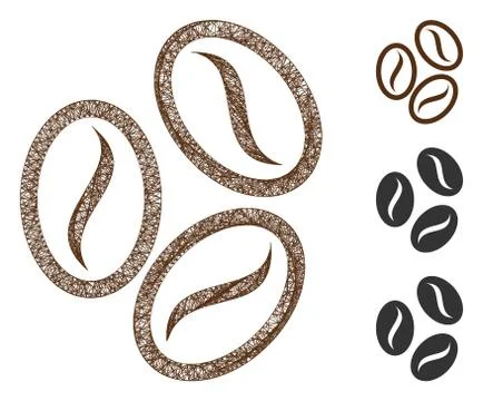 Cacao Beans Polygonal Web Vector Mesh Illustration 库存插图
