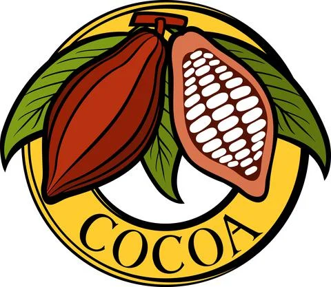 Cacao - cocoa beans label Stock Illustration