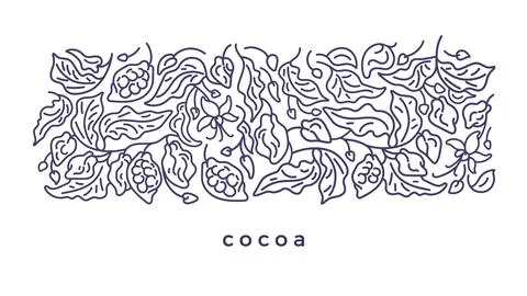 Cacao design. Art line pattern. Organic chocolate Stock Illustration