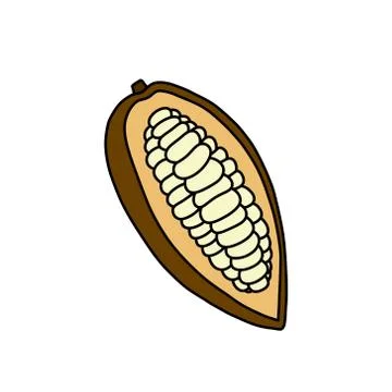 Cacao fruit doodle icon, vector color illustration Stock Illustration