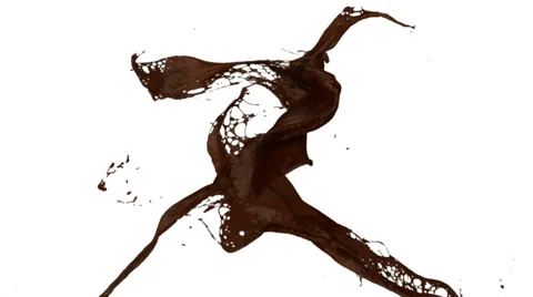 Cacao splashes collide in slow motion, isolated on white (FULL HD) Video stock 36587583