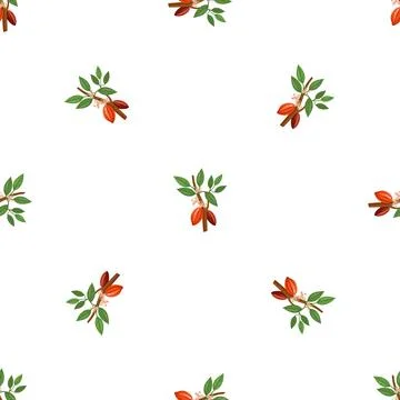Cacao tree branch pattern seamless vector Stock Illustration