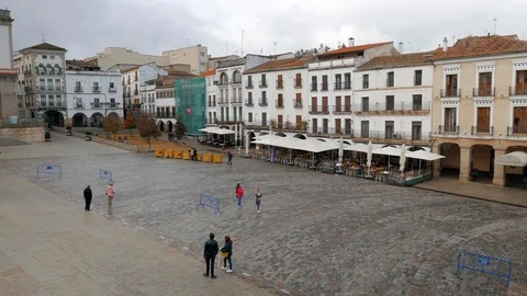 CACERES, SPAIN  Panoramic view of the Main Square. World Heritage City Video stock 99420192