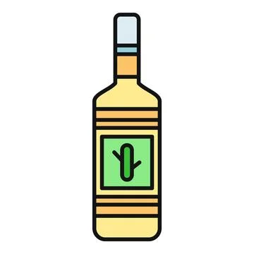 Cachaca liquor bottle with sugar cane icon Stock Illustration