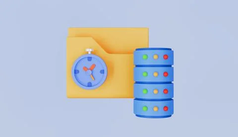 Cache file store in server from render file 3d illustration 库存插图