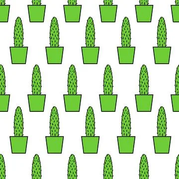 Cacti. Houseplants in pots. Seamless patterns. Creative flower shop decoratio イラスト素材