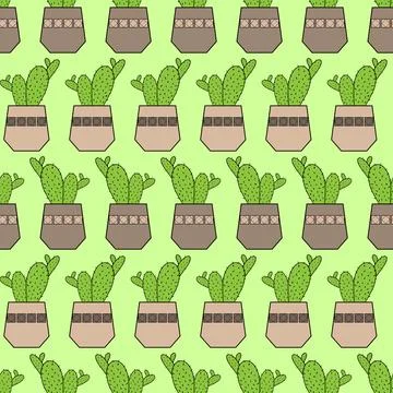 Cacti. Houseplants in pots. Seamless patterns. Creative flower shop decoratio イラスト素材