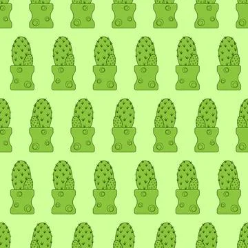 Cacti. Houseplants in pots. Seamless patterns. Creative flower shop decoratio Illustrazione stock