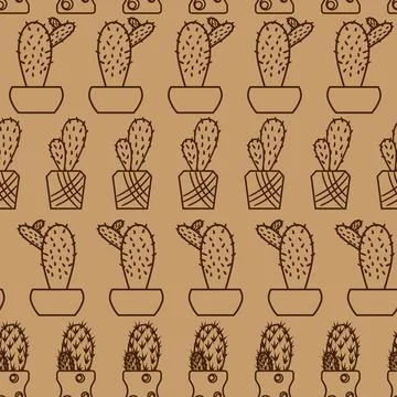 Cacti. Houseplants in pots. Seamless patterns. Creative flower shop decoratio イラスト素材
