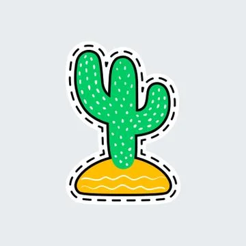 Cacti in patch style. Clip Art for sticker or pin. Stock-Illustration