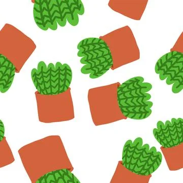 Cacti pattern in cartoon flat style. Colorful print. Fabric wrapping wallpa.. Stock Illustration
