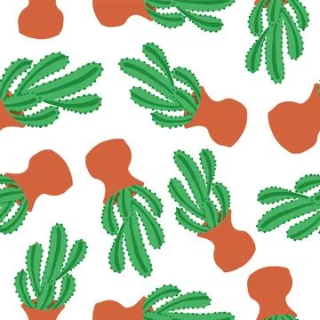 Cacti pattern in cartoon flat style. Colorful print. Fabric wrapping wallpa.. Stock Illustration