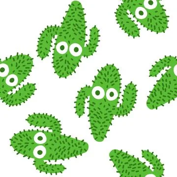 Cacti pattern in cartoon flat style. Cute character. Fabric wrapping wallpa.. 스톡 일러스트