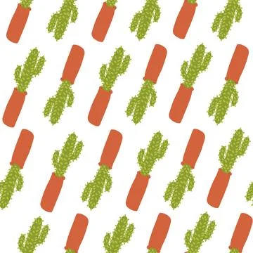 Cacti pattern in cartoon style Illustrazione stock