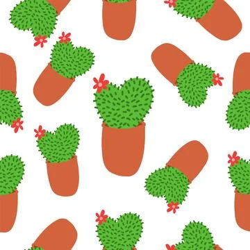 Cacti pattern in cartoon style Illustrazione stock
