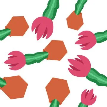 Cacti pattern in cartoon style Stock Illustration