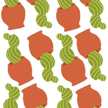 Cacti pattern in cartoon style Stock Illustration