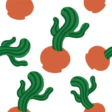 Cacti pattern in cartoon style Stock Illustration