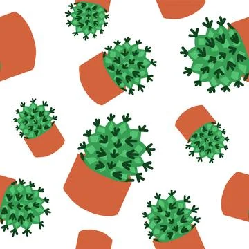 Cacti pattern in cartoon style Stock Illustration