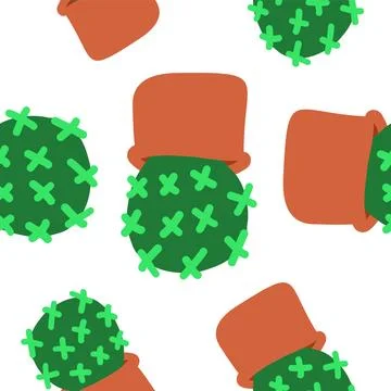 Cacti pattern in cartoon style Stock Illustration