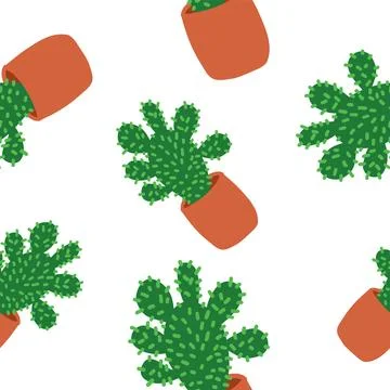 Cacti pattern in cartoon style Stock Illustration
