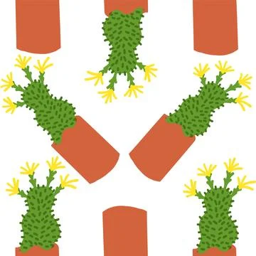Cacti pattern in cartoon style Stockillustratie