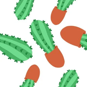 Cacti pattern in cartoon style Stock Illustration